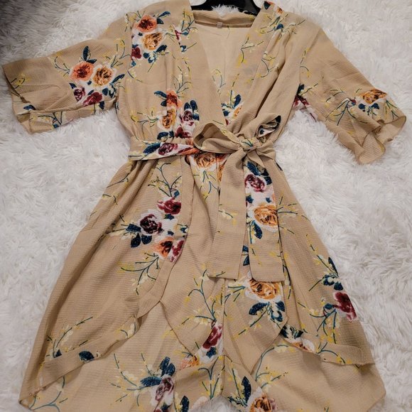 Sexy Kimono Floral print One piece short (Romper) - Picture 2 of 3